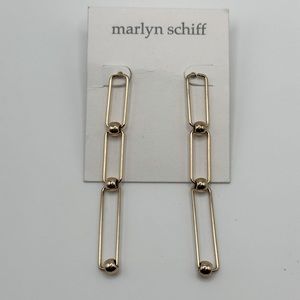 Marlyn Schiff Gold Paperclip Dangle Earrings